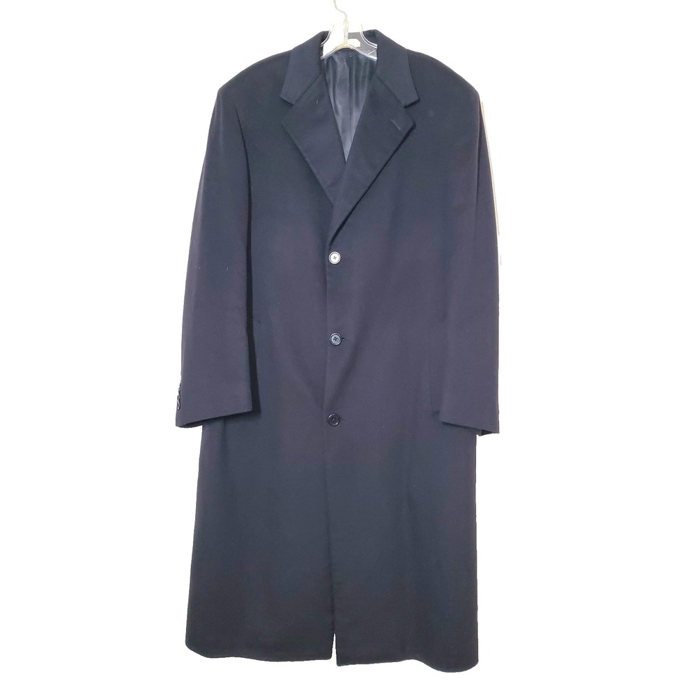 Cardinal of Canada Nordstrom 100% Cashmere Full Length Trench Coat Mens 42 Black
